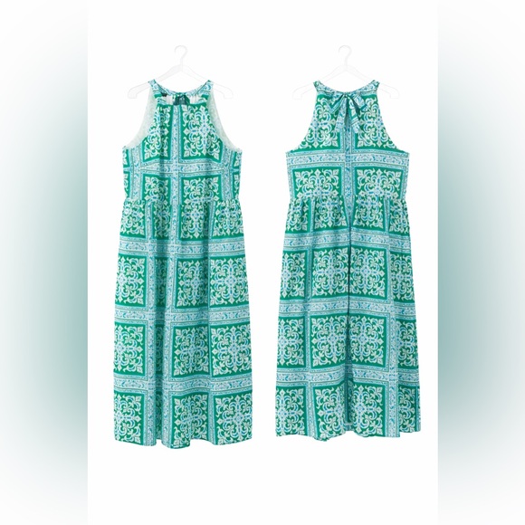 TALBOTS HALTER MAXI DRESS - MEDALLION TILES - Beach Vacation Summer Dress - Picture 2 of 10